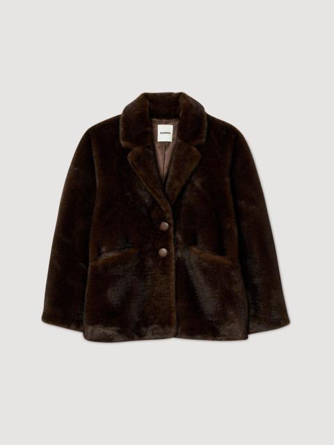 Sandro JACKET-STYLE FAUX FUR COAT