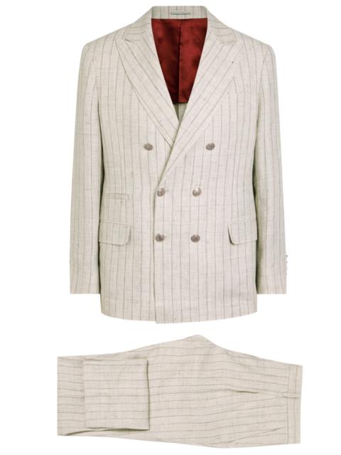 Brunello Cucinelli Brunello Cucinelli Pinstriped Double-breasted Linen Suit