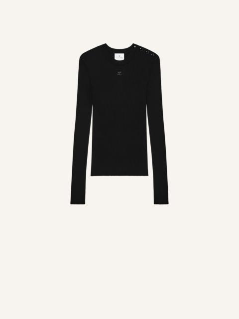 courrèges SHOULDER SNAPS RIB KNIT SWEATER