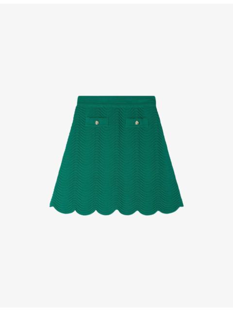 Sandro Scalloped-Hem Knitted Mini Skirt
