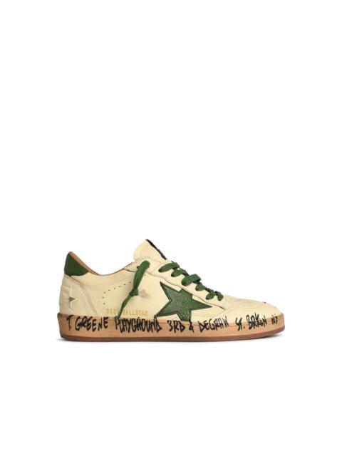 Golden Goose Golden Goose 'Ball-Star' White Nappa Leather Sneakers With Green Star And Heel Men