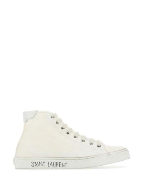 Saint Laurent Woman White Canvas Malibã¹ Sneakers