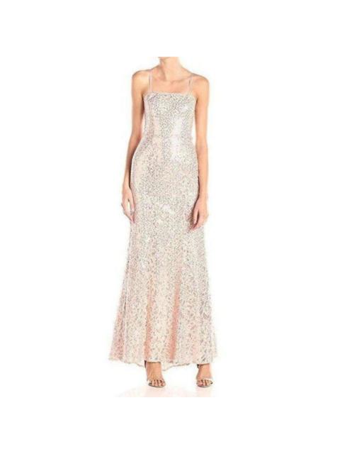 Other Designers Strapless Chiffon Sequined Cutout Evening Dress