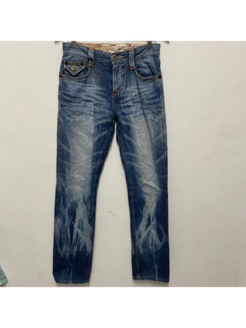 Other Designers Zebra Acid Wash Edwin blue trip Distressed Denim Pants