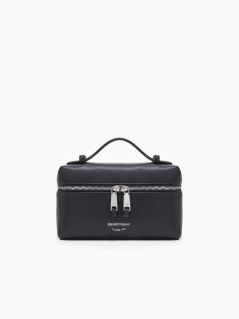 EMPORIO ARMANI NAPPA LEATHER VANITY CASE WITH SHOULDER STRAP