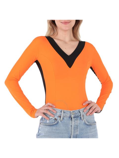 Burberry Burberry Bright Orange V-neck Bodysuit