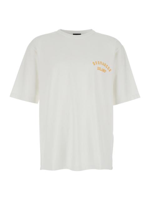 DSQUARED2 Dsquared2 Men White Crewneck T-Shirt With Logo Lettering On The Front In Cotton Man