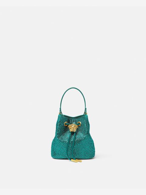 VERSACE La Medusa Embellished Satin Mini Bucket Bag