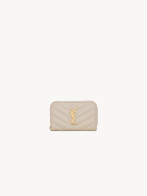 SAINT LAURENT CASSANDRE MATELASSÉ COIN CARD WALLET IN LAMBSKIN