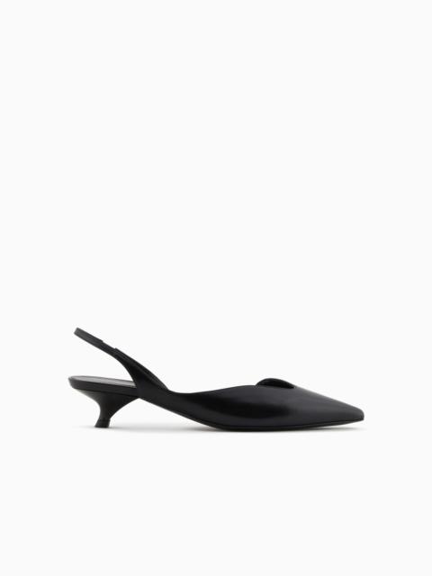 EMPORIO ARMANI BRUSHED LEATHER SLINGBACK COURT SHOES