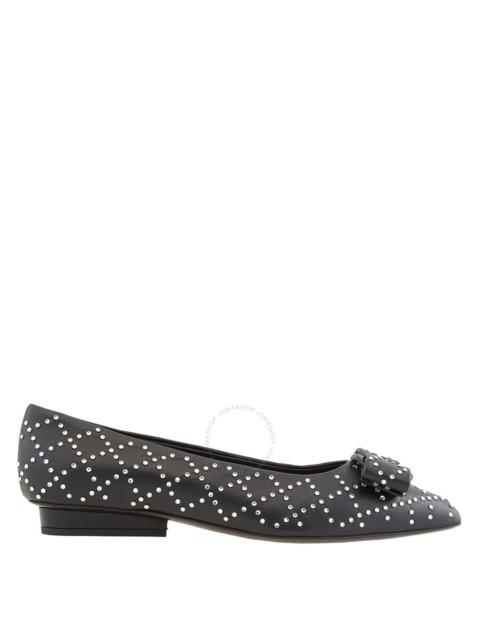 FERRAGAMO Salvatore Ferragamo Ladies Black Viva Embellished Ballet Flats
