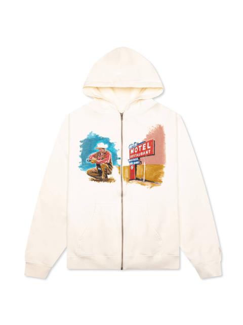 One Of These Days MORNINGS FIRST REMARK ZIP UP HOODIE - BONE