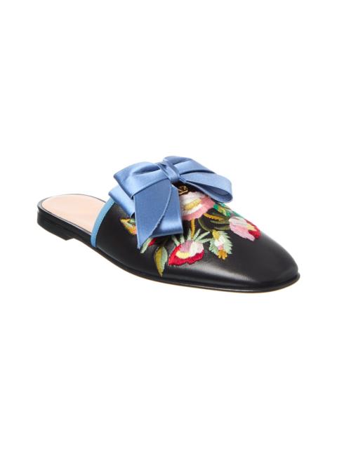 Valentino Valentino Floral Embroidered Leather Mule