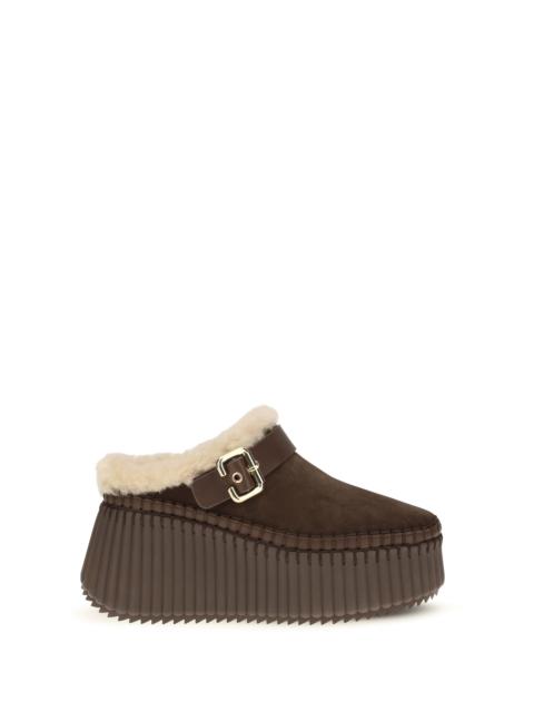 Chloé Chloé Nama Wedge Mules Sharp Brown
