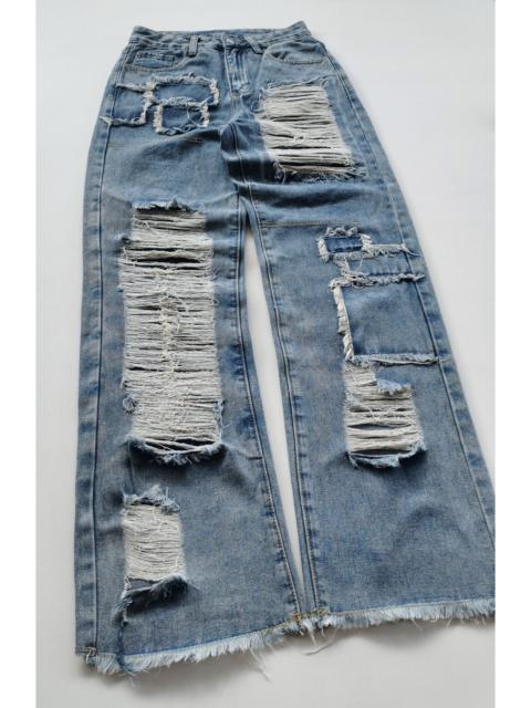 Other Designers Japanese Brand - Romwe Loose Boro Patchwork Jeans Women Kapital inspired