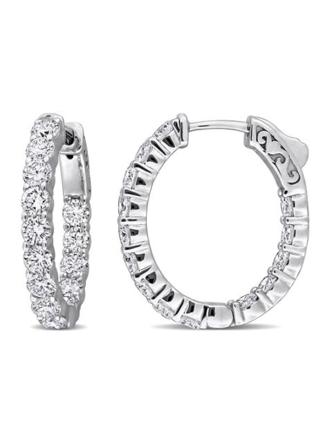 Other Designers Created Forever 3 1/10 CT Lab Grown Diamond TW Hoop Earrings 14k White Gold