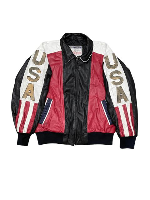 Other Designers Vintage Flight Jacket Big USA Flag Leather Cowhide