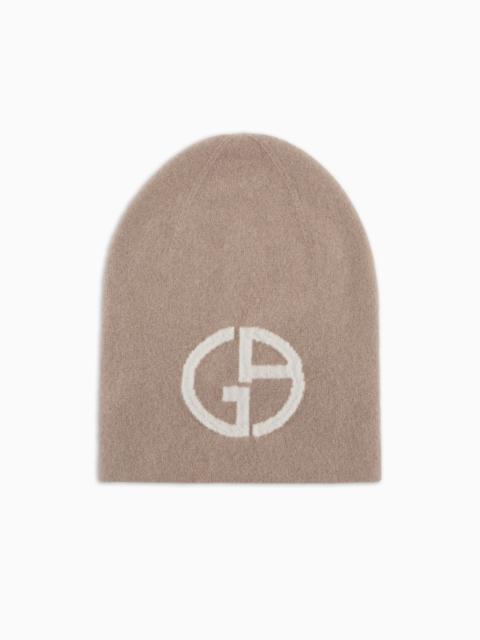 GIORGIO ARMANI Cashmere jacquard logo beanie
