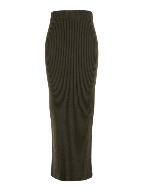 Max Mara Max Mara Women Green Skirt With Ribbed Design And Elastic Waist In Cotton Woman