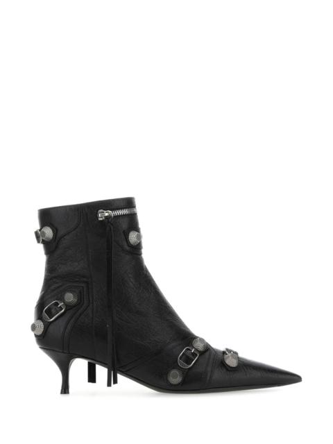 BALENCIAGA Balenciaga Women Black Leather Cagole Ankle Boots