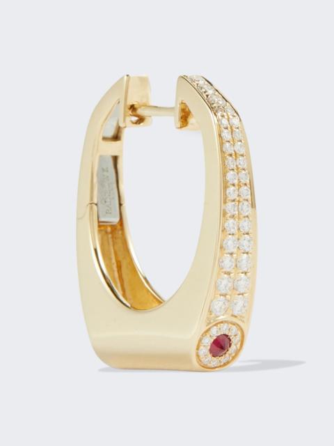 RAINBOW K Grace Earring 14k Yellow Gold, White Diamonds, Single Ruby