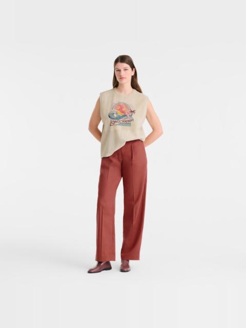 Longchamp Tank top Linen - Leather