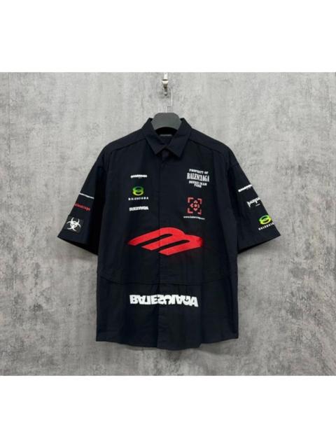 BALENCIAGA Balenciaga New All-Embroidered Logo Short-Sleeve Shirt