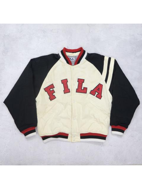 Other Designers Vintage - FILA Logo Embroidered Bomber Coat Windbreaker Hoodie Jacket