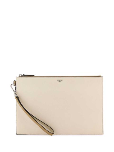 FENDI Fendi Men Ivory Leather Clutch