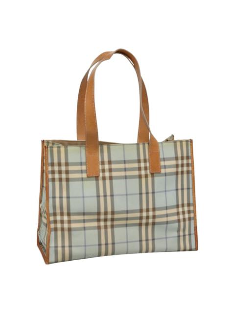 Burberry Burberry Nova Check Tote Bag Pvc Light Blue Brown Silver
