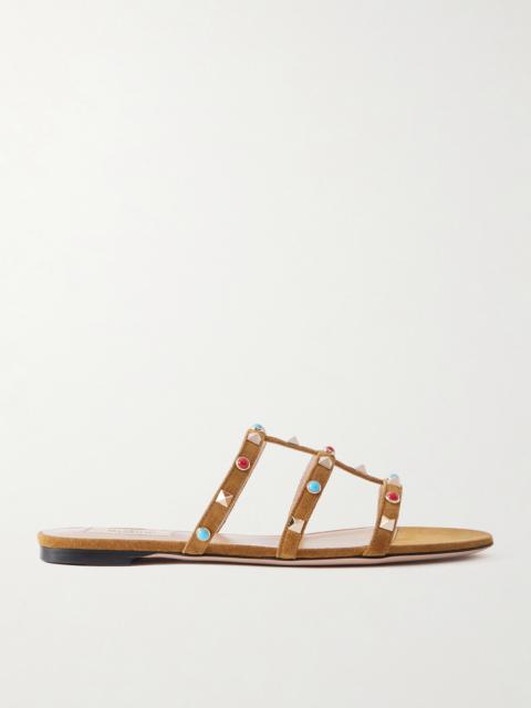 Valentino Rockstud Bead-embellished Suede Sandals