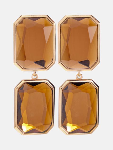 self-portrait Amber gold-plated drop earrings