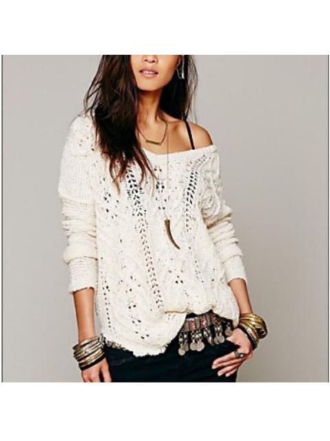 Other Designers Free People Cross My Heart Chunky Knit Cotton Sweater