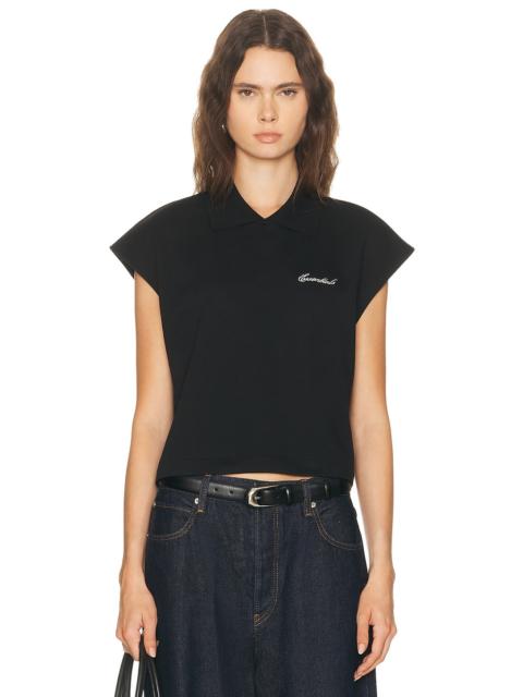 ESSENTIALS Cropped Pique Polo Top