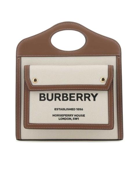 Burberry Twotone Canvas And Leather Mini Pocket Handbag