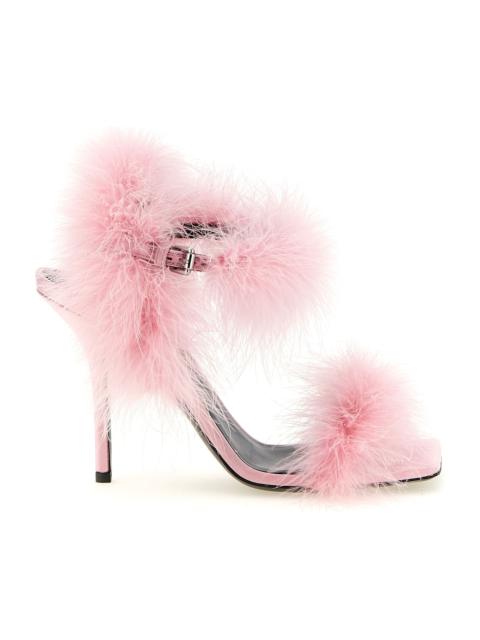 Moschino Satin Sandals And Feathers