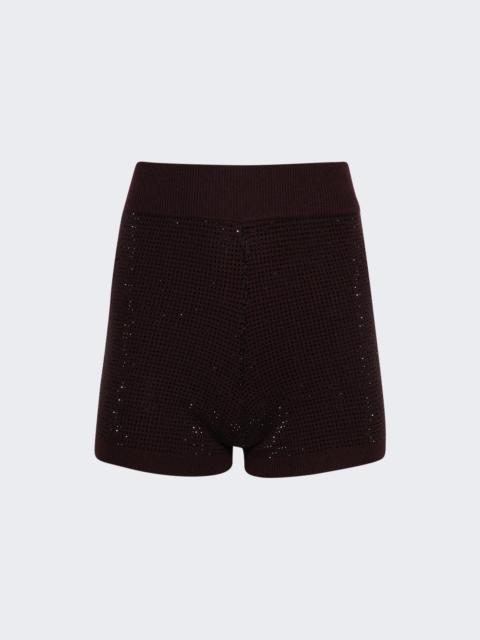 David Koma Rhinestone Embroidered Shorts Burgundy