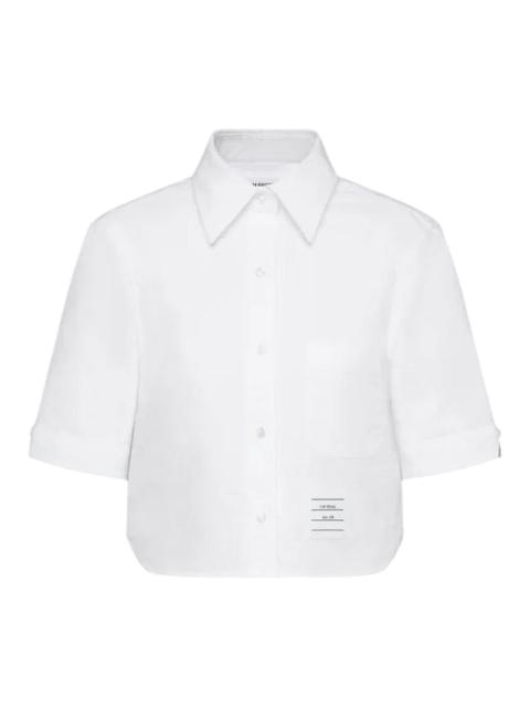 Thom Browne Oxford Cropped Short Sleeve Shirt Women