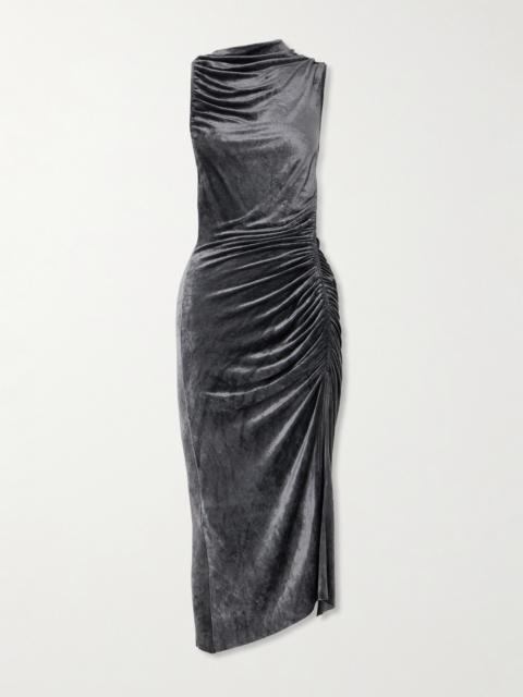Rick Owens Svita Asymmetric Ruched Velour Dress