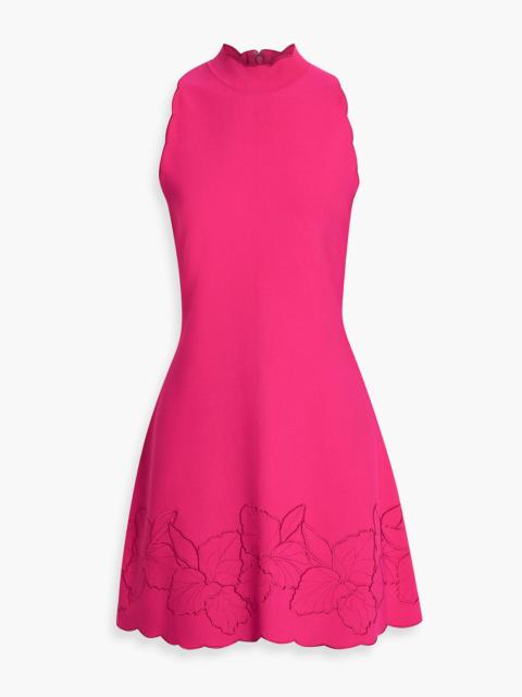 CAROLINA HERRERA Embroidered stretch-knit mini dress