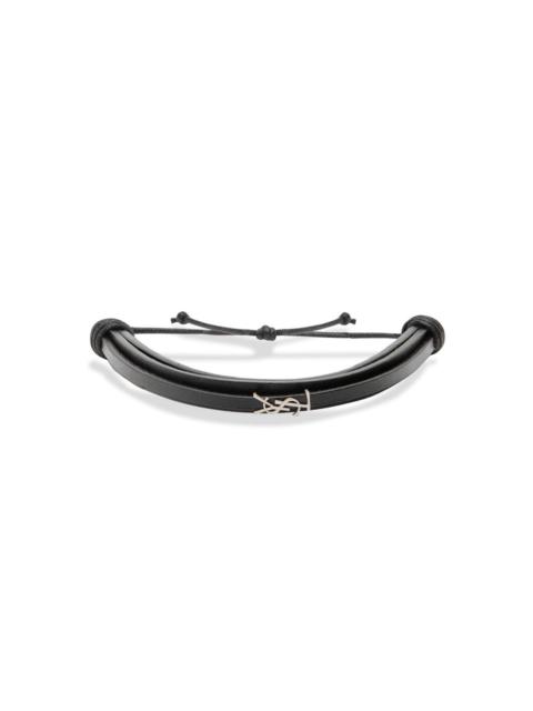 Saint Laurent Cassandre Logo Leather Bracelet