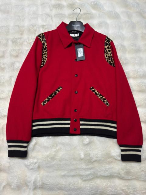 SAINT LAURENT Saint Laurent (YSL) brand new 2014 red leopard print baseball jersey