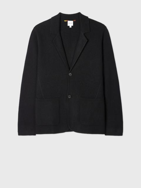 Paul Smith Black Merino Wool Knitted Cardigan Blazer
