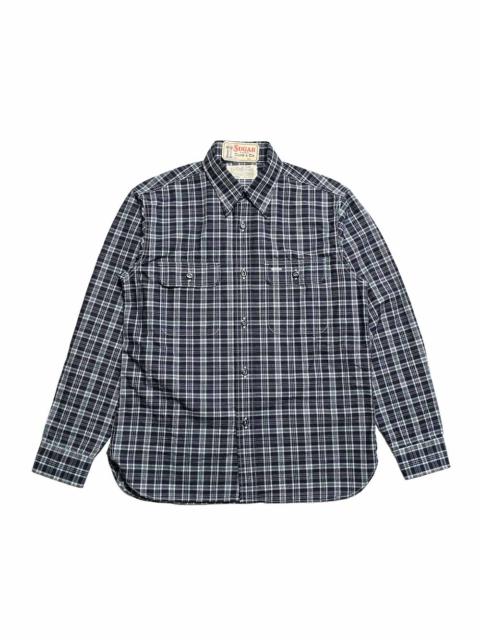 SUGAR CANE FICTION ROMANCE - 4oz. INDIGO CHECK WORK SHIRT - SC29672