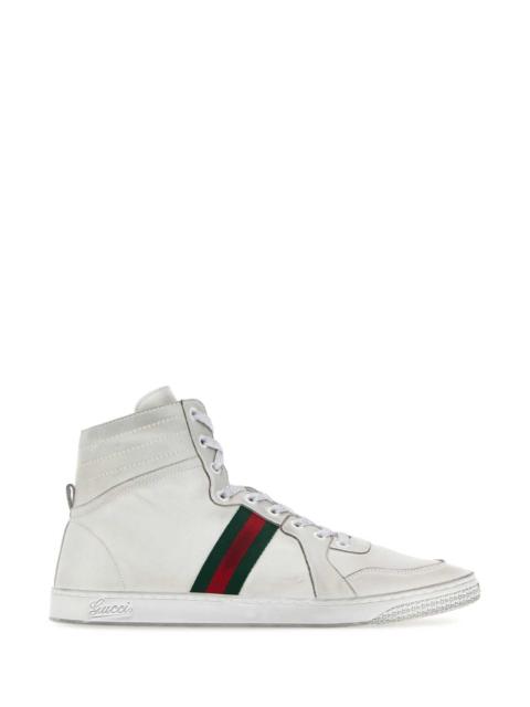 GUCCI Gucci Men White Leather Stretch Sneakers