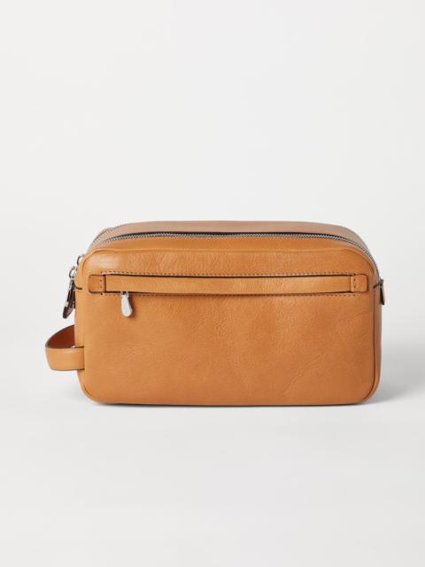 Brunello Cucinelli Cowhide beauty case with double zipper