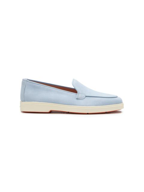 Santoni Women's light blue suede loafer