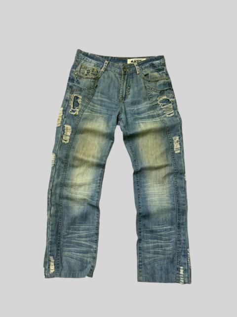 Archival Clothing - Balenciaga Style AVH JEANS Studs Distressed Denim Jeans