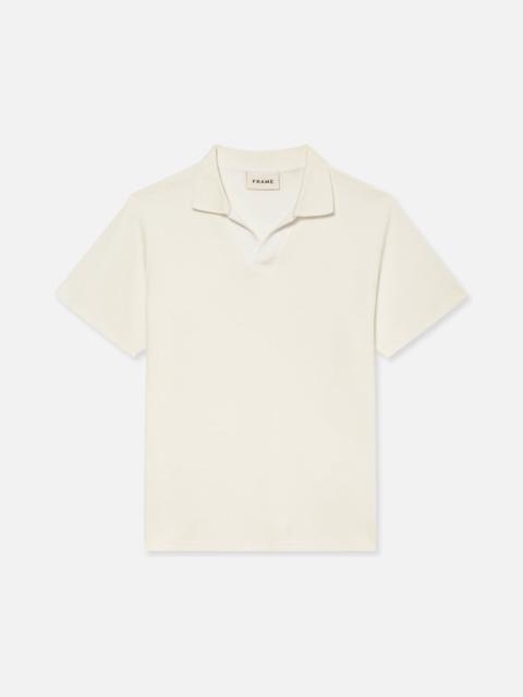 FRAME Jacquard Polo in Off White