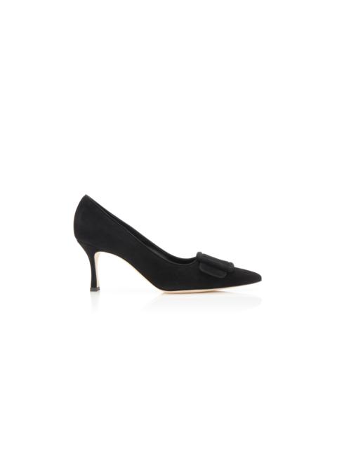 Manolo Blahnik Black Suede Buckle Detail Pumps